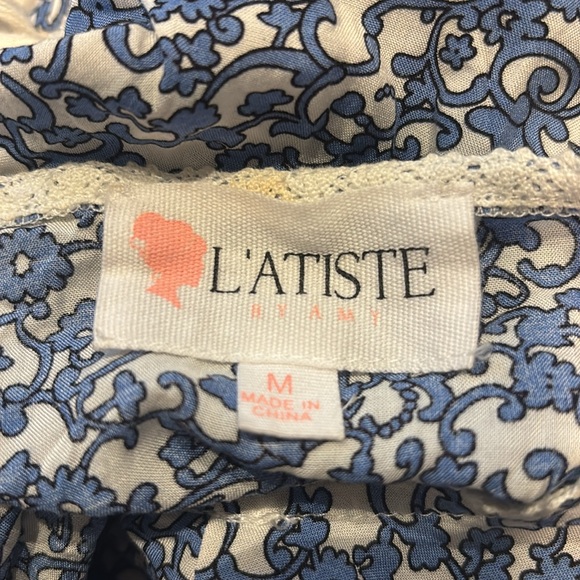 L’ATISTE- Blue Floral Two-Piece Set with Tassels size M, S - Picture 6 of 7